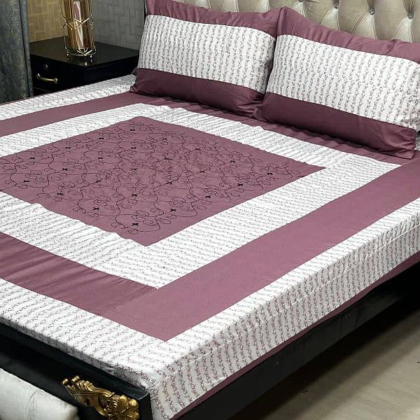 Embroidered Patch Work King Size BedSheet 030186072 9