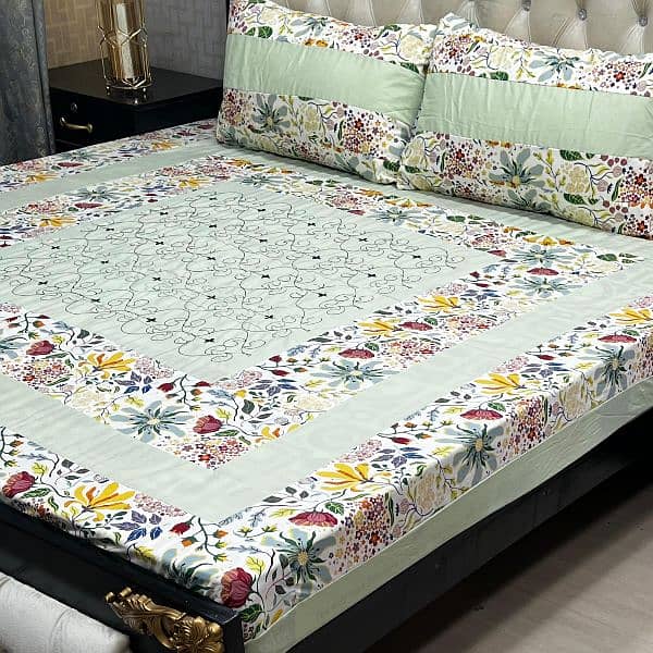 Embroidered Patch Work King Size BedSheet 030186072 12