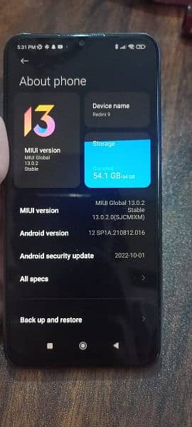 Xiaomi Redmi 9 4/64 PTA Approved with box and original charger 6