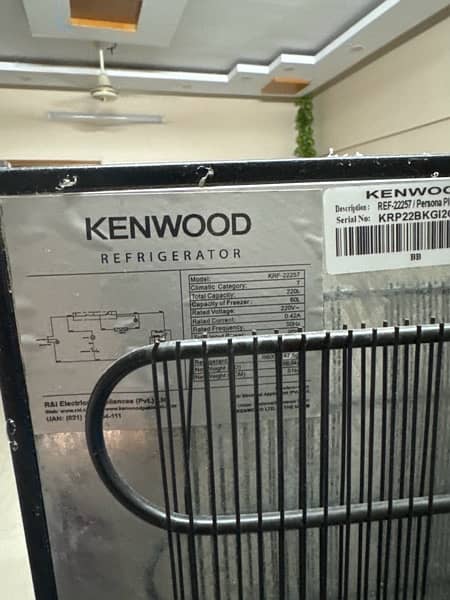 kenwood refrigerator  glass door slightly  used  just 2 month 6