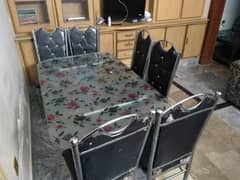 dining table with 6 steel seats