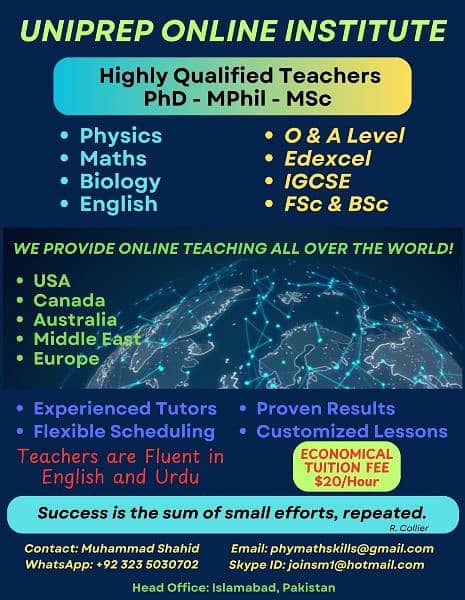 O & A Levels, Edexcel, IGCSE, FSc, BSc Economical Tuition Fee 0