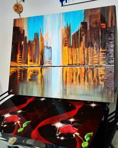 Hand Painted Abstract City Painting for Office, Home Decor by SS ART