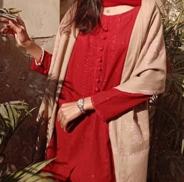 Darkk red kahadr chikan kari new kurta 1