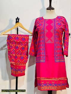 3D block printed 2 Pcs Linen Suit WhatsApp no 0329/4027/982