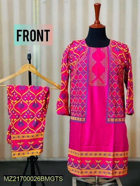 3D block printed 2 Pcs Linen Suit WhatsApp no 0329/4027/982 3