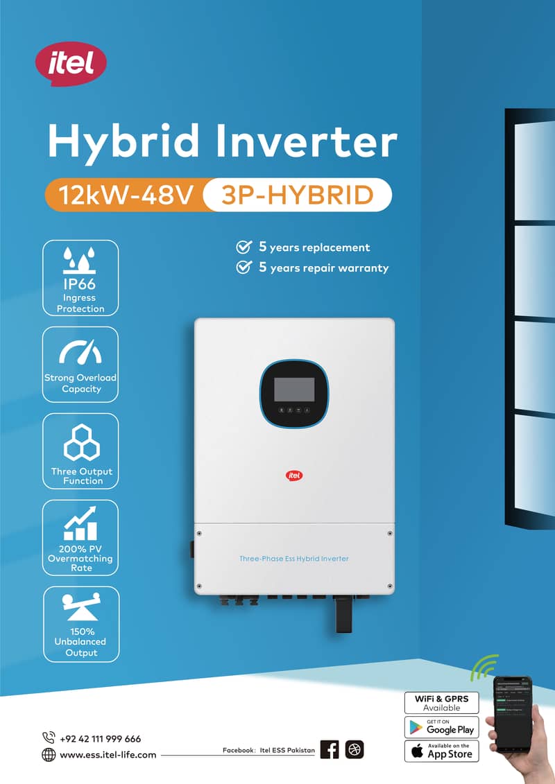 ITEL Inverter 12kW 48V Three Phase Hybrid 3 Output Net Metering Solar 3