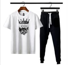 *2 Pcs Micro Polyester Printed T-Shirt And Trouser|Track Soot *