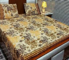 3 pcs cotton printed double bedsheet