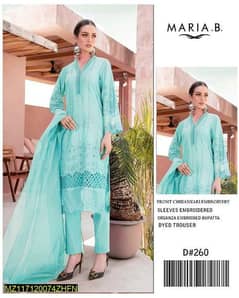 3 pcs women's unstitched lawn embroidered suit