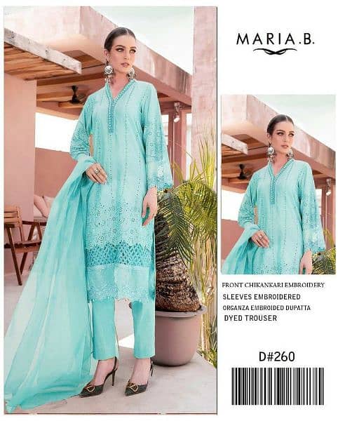 3 pcs women's unstitched lawn embroidered suit 3