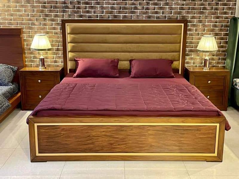 double bed set, king size bed set, Sheesham wood bed set, complete set 1