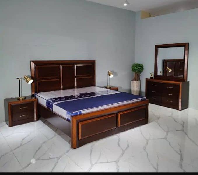 double bed set, king size bed set, Sheesham wood bed set, complete set 12