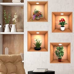 4pcs wall decor 3D sticker removeabil