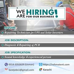 Require Repairing Technician for UPS and Solar Inverters