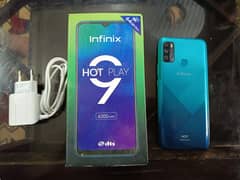 Infinix hot 9 play with complete box and charger.