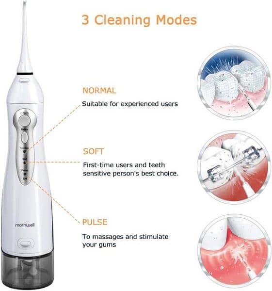 Mornwell USB Oral Irrigator Rechargeable water dental flosser 6