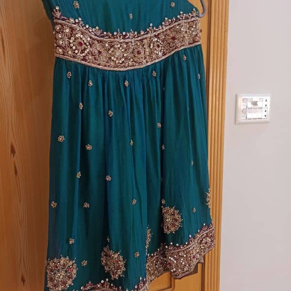 dark green gharara and short shirt 2