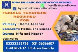 Female Teachers Required