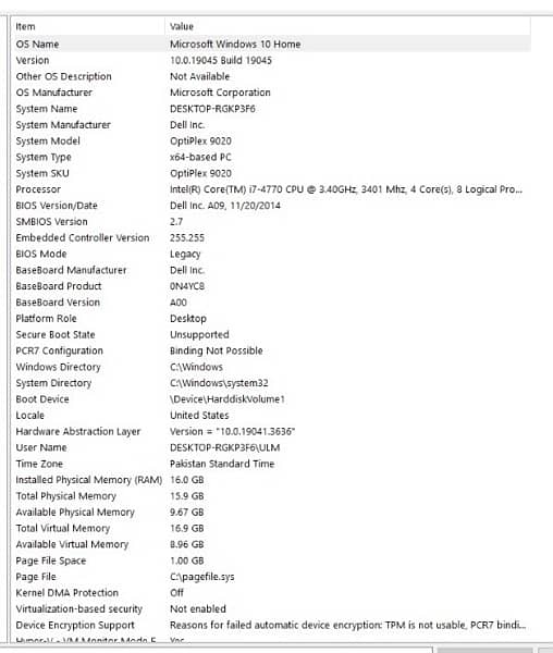 Dell i7 4th Generation, 16GB RAM, 1TB Hard Disk 1