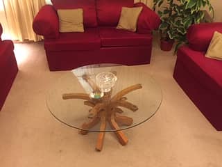 Center/Coffee table glass top with Two Side tables Total 3 Pieces 1