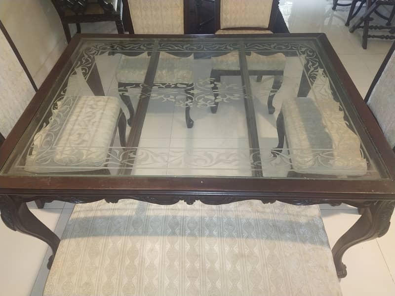 Pure shesham dinning table with 4 chairs and 1 bench 1