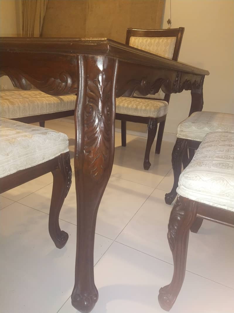 Pure shesham dinning table with 4 chairs and 1 bench 2