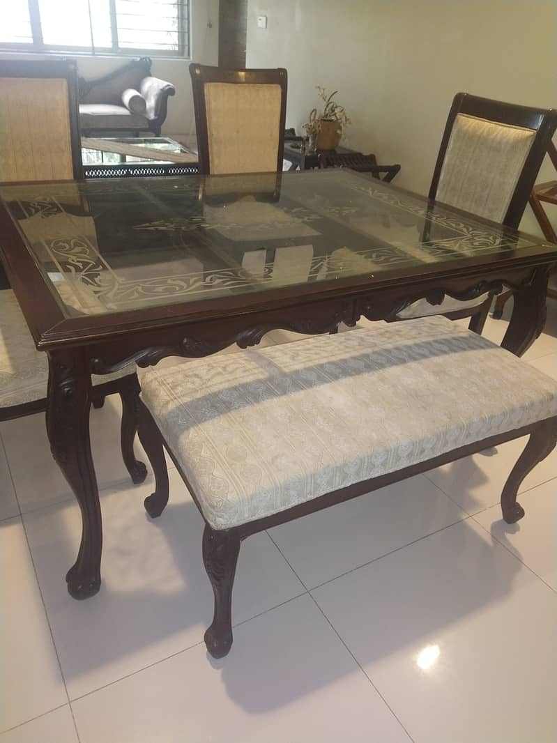 Pure shesham dinning table with 4 chairs and 1 bench 4