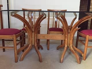 Dining Table/6 Seater Dining/Dining with six Chairs/ Glass top/wooden 1