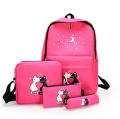 4 Pcs Kid'S Nylon School College Bag 0