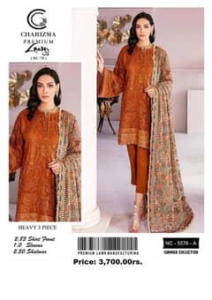 Stun This Summer with Luxe Mart 3 Pcs Unstitched Embroidered Lawn Suit 0