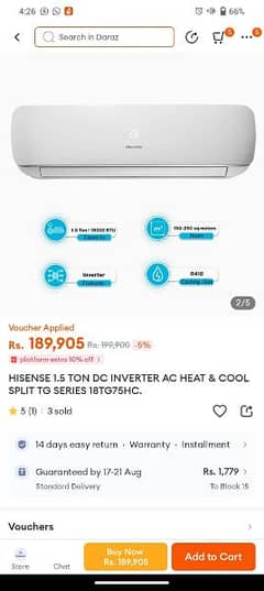 Hisense 1.5 ton DC inverter AC heat and cool split Tg series 18TG 75Hc