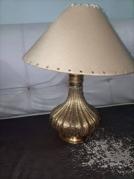 Brass lamps with shades . 1