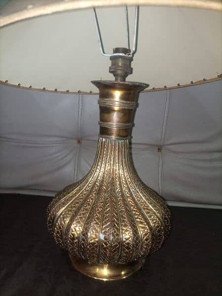 Brass lamps with shades . 2