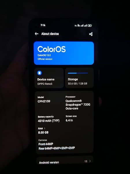 OPPO Reno 5 new condition 8/128 contact no 03175655393 6