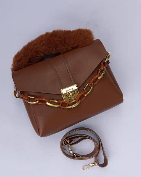 Chunky chain purse with fur for woman and girl 2