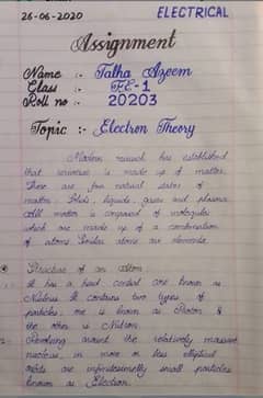 handwriting assignment work