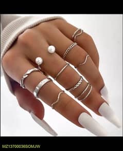 10 Pcs Alloy Silver Plated Plain Rings Set 0