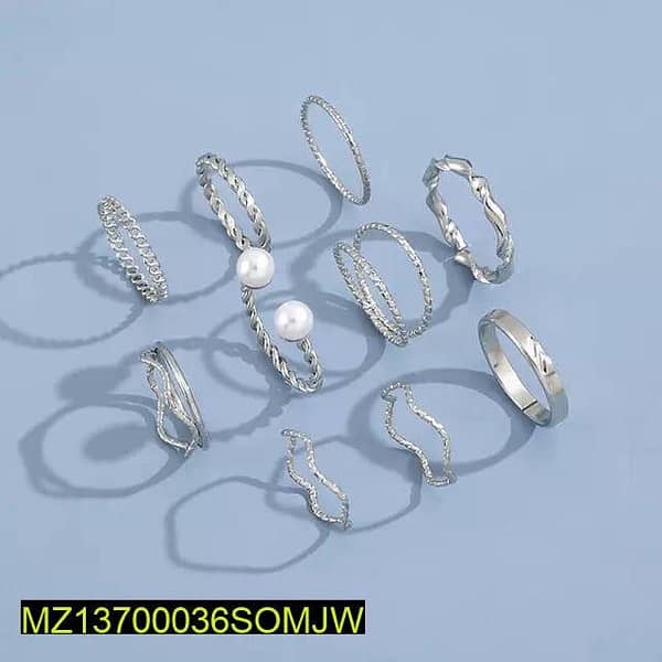 10 Pcs Alloy Silver Plated Plain Rings Set 1