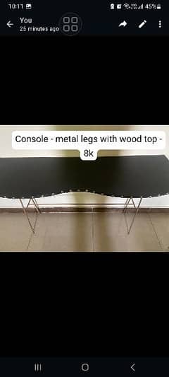 table for sale. wooden table and metal legs