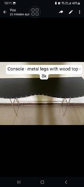 table for sale. wooden table and metal legs 0