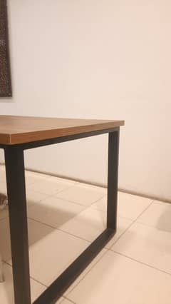 wooden top with metal frame table