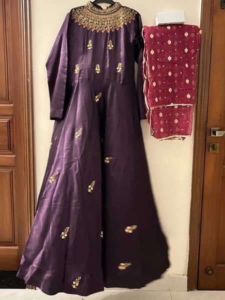 purple silk frock and blue net frock for sale 10