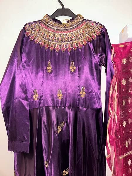 purple silk frock and blue net frock for sale 15