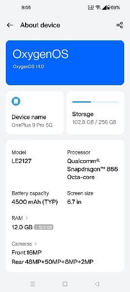 one plus 9 pro 12gb/256gb 10