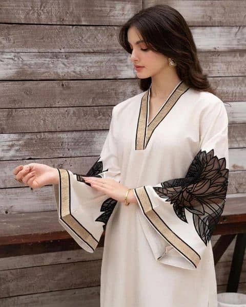 3 Pcs Women's Stitched Organza Embroidered Suit 1