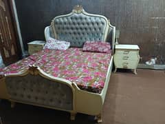 wood Double bed  + 2 side table + 2 coffee table+ dressing