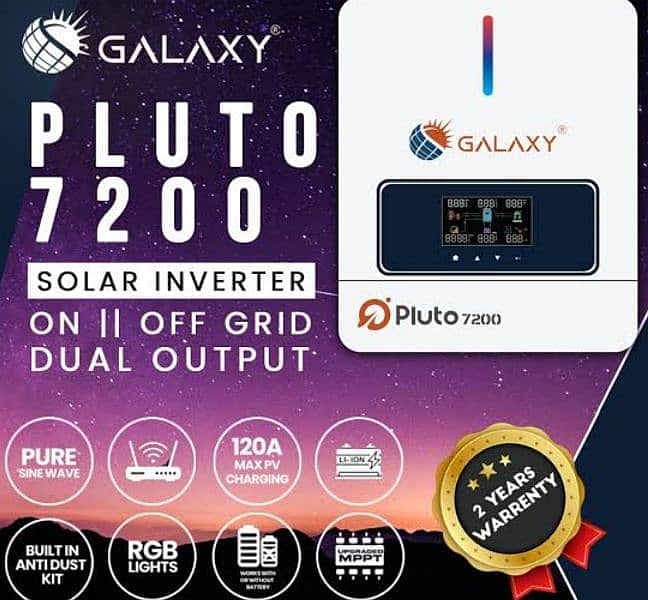 SOLAR INVERTER 6.2KW PV7200 GALAXY PLUTO HYBRID ON/OFF GRID FEATURE 0