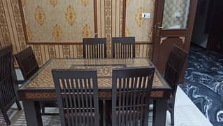 Wood dining table with 6 chairs