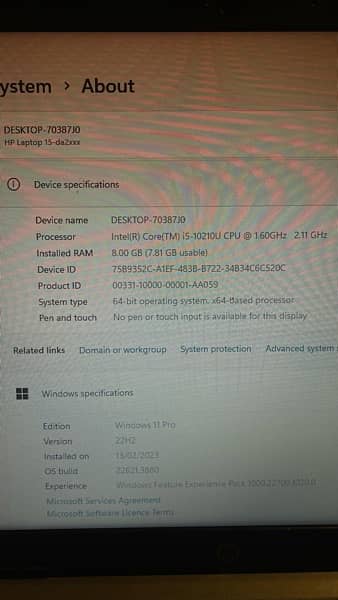 HP laptop 15 ,CORE i5 gen 10th , 1000 Gb HHD , 2 GB Nvidia card 14